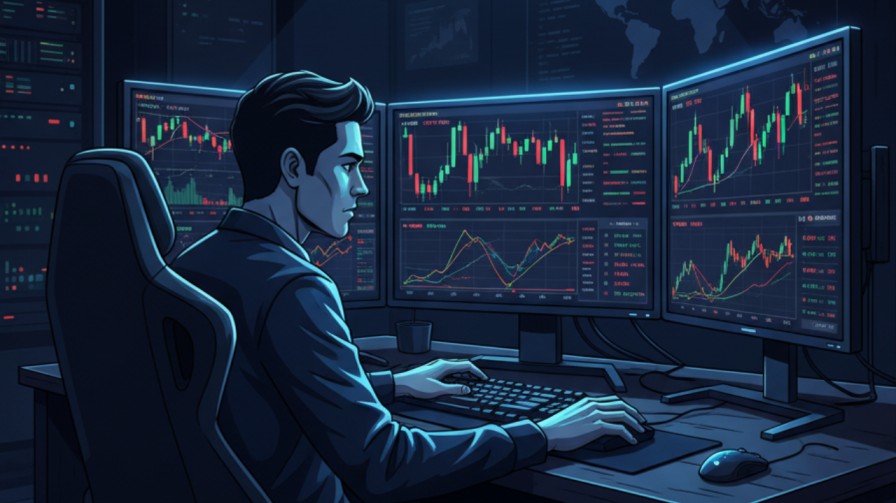 Person balancing YouTube and Trading icons illustration
